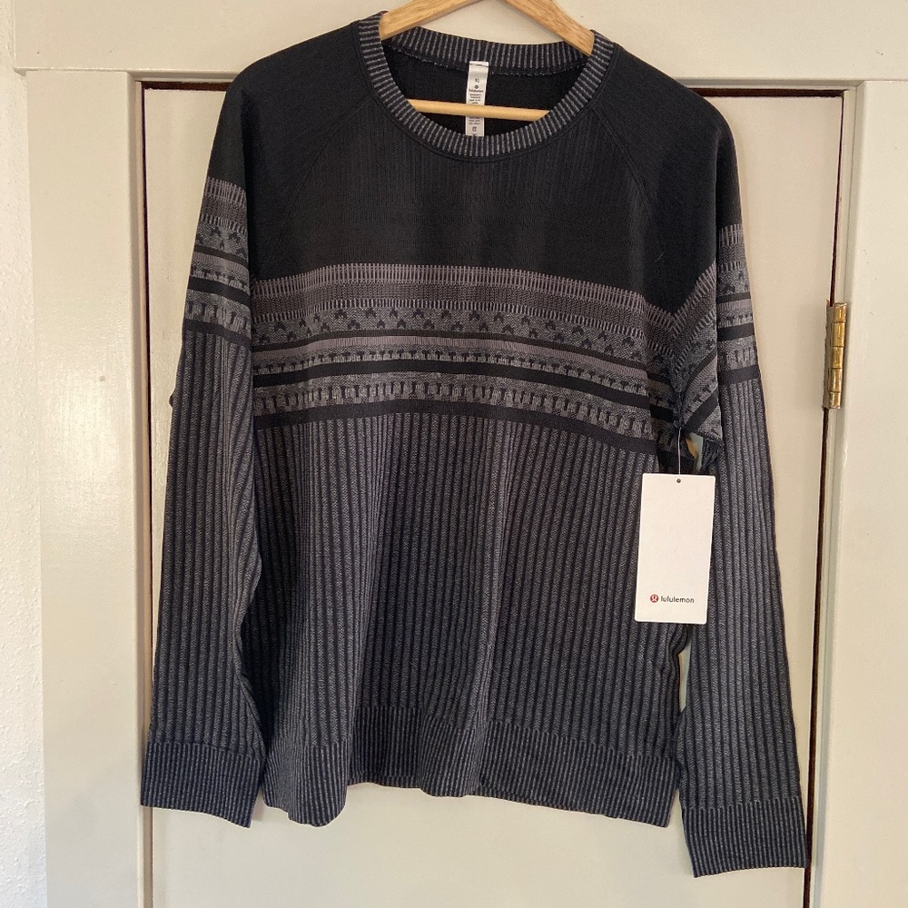 NWT Lululemon Rest Less Relaxed Pullover XL Black Charcoal